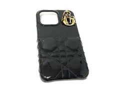 ChristianDior ディオール レディディオール カナージュ パテントレザー iPhone13Pro 対応 スマホケース ブラック系 BI5126