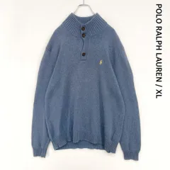 ラルフローレン　別注　90s　モックネック　コットン　ニットセーター　長袖　XLサイズ タン留め POLO RALPH LAUREN メンズ オールド コットンニット