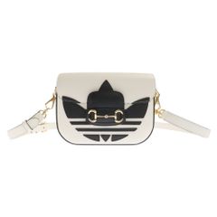 GUCCI (グッチ) ×adidas アディダス ロゴ ホースビット レザーショルダーバッグ ホワイト/ブラック 658574