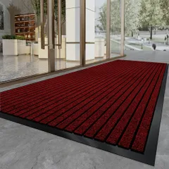 Color:レッド_Size:80cm*120cm 玄関マット業務用 家庭用 屋外室内 無地 大判 滑り止め防音手触り良いお手入れ洗える速乾（レッド 80*120）