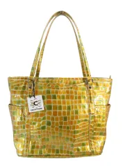 コッコフィオーレ COCCO FIORE トートバッグ ハンドバッグ クロコダイル風 牛革 イエロー QQQ
