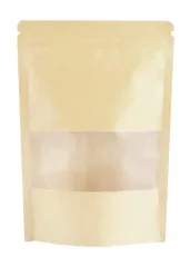 16cmx26cm ジップ袋 クラフト紙 窓付き 自立 厚 紙袋 チャック ジッパー 包装袋 20 枚セット (16cmx26cm)