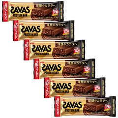 6 책 메이지 SAVAS 자바스 단백질 바 초콜릿 맛 44g × 6 개 세트 유청 단백질 대두 단백질 케이스 없음