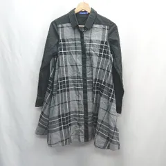 ◇ ⊂ BLUE LABEL CRESTBRIDGE チェック柄 シャツ 長袖 ミニ丈 ワンピース サイズ38 ブラック グレー レディース E  【1502180031618】