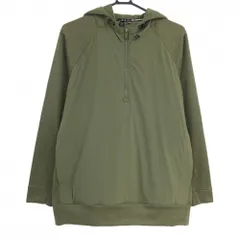 【美品】アディダス フード付中綿ブルゾン カーキ ハーフジップ 異素材 パーカー メンズ 2XL ゴルフウェア 2023年モデル adidas