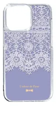 【新品未使用】iPhone14 Pro Max アイフォン14プロマックス クリア ハードケース レース柄 (ラベンダー) アンティーク リボン おしゃれ かわいい cl-ip14promax-278