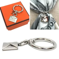 セール　レア物　エルメス　HERMES　レターモチーフ　スカーフリング　スカーフ留め　ANNEAU DE CARRE CHARMS　シルバー　メンズ　レディース　男女兼用　ユニセックス【中古美品】エルメス　アクセサリー　aq8522