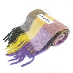 新品同様 Acne Studios アクネストゥディオズ アルパカ ウール モヘヤ チェックマフラー ストール マルチカラー レディース 古着 中古 USED