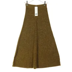 未使用 UNIQLO ユニクロ ミモレ丈 ニット フレアスカート M ブラウン レディース 古着