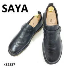 サヤ　本革　レザー　クレープソール　ブラック　ストラップ　24.5cm