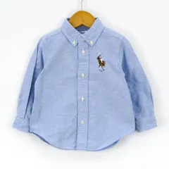 ラルフローレン 長袖オックスフォードシャツ ボタンダウン 胸元ロゴ トップス ベビー 男の子用 24M 90/52サイズ ブルー RALPH LAUREN 【中古】