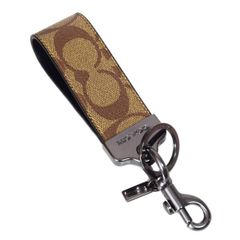 コーチ キーホルダー COACH コーティングキャンバス レザー シグネチャー ループ ロゴ キーフォブ キーリング キーホルダー カーキ CJ748