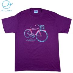 2011年 ブルベガラ XII Hanes ヘインズ 50/50 Tシャツ M マゼンタ 古着 USA製 ビールフェス イベントTシャツ 自転車柄 ブリューガラ