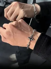 ジュエリー メンズ ブレスレット 1個 ファッションスター モチーフ チェーンブレスレット、メンズの日常着用に適しています