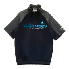 サイズ：M LE COQ GOLF ルコックゴルフ  ハーフジップ半袖スウェット  ブラック系 [240101495844] ゴルフウェア メンズ ストスト