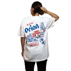 オリオンビール コットン 生地 白色 ホワイト tシャツ 背面 首里城 ハイビスカス ロゴ 沖縄 男女兼用 ご当地シャツ 定番 Tシャツ オリオンtシャツ