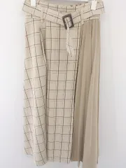 ◇ ◎ INGNI イング ベルト付 チェック 膝下丈 フレア スカート サイズM ベージュ レディース  【中古】 【1203180001129】