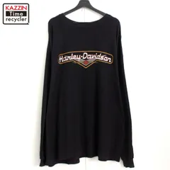 00s USA製 HARLEY DAVIDSON サーマル 両面プリント 長袖Ｔシャツ メンズ 表記XXXLサイズ