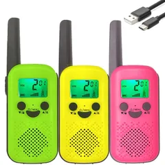 【在庫処分】災害・地震 緊急対応 小電力トランシーバー 小型軽量 VOXハンズフリー 操作簡単 トランシーバー トランシーバー 子ども ギフト 無線機 特定小電力 3台セット 通信距離2KM、TYPE-C充電線付き 総務省技術基準適合商品 wesTayin T