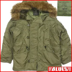 ALPHA アルファインダストリーズ N-3B フライトジャケット カーキ フードファー コート ミリタリー  古着 メンズ 軍物 フライトジャケット_サイズL一覧←SEULB屋着古← TN1901