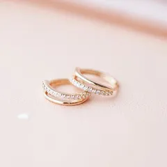 2403 ダブルフープピアス ジルコニア ワンタッチピアス