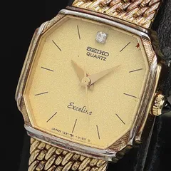 稼働 セイコー エクセリーヌ 1221-5080 QZ ゴールド文字盤 オクタゴン レディース腕時計 OSW 2000000 NSK