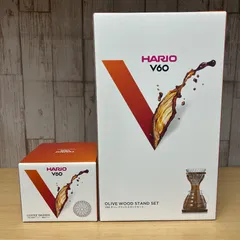 HARIO V60 オリーブウッドスタンドセット コーヒードリッパー&V60 透過ドリッパー 耐熱ガラス セット  糀谷店