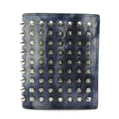 ✨️極美品 クリスチャン・ルブタン 二つ折り財布 スパイクスタッズ レザー 黒 lb1165076-b078_2.jpg