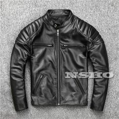 カウハイド アウトロースタイル パテッド シングルライダース 秋冬 中綿 レザージャケット イタリアンレザー 牛革