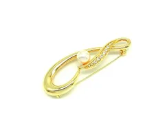 ■新品同様■ WINK PEARL ウインクパール 本真珠 アコヤ真珠 パール ブローチ レディース ゴールド系 DG5124