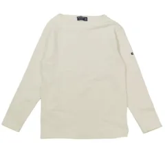 美品 SAINT JAMES セントジェームス 長袖 Tシャツ カットソー バスクシャツ ロゴ 刺繍 コットン ボートネック フランス製 XS キナリ レディース 古着 中古 SAINT JAMES - 美品 SAINT JAMES セントジェームス 長袖 Tシャツ