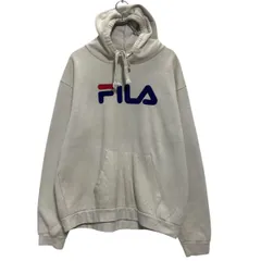 FILA ロゴスウェット パーカー 2XL オフホワイト フィラ プルオーバー 裏起毛 ビッグサイズ 古着卸 アメリカ仕入 a612-8203