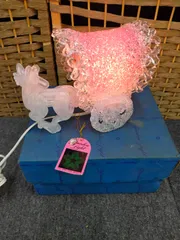 E10-20250812-858 Favory カラツ工芸 レインボーライト クリスマス風 置き型ランプ ピンク NO.107-300 元箱付き