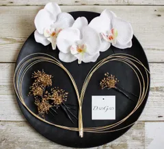 成人式 結婚式 ヘッドドレス 髪飾り 胡蝶蘭 かすみ草 水引 ゴールド  白9点セット