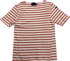 Le Minor ☆ オレンジ ホワイト ボーダー カットソー 半袖 バスクシャツ Tシャツ 1 レディース XS相当 マリン カジュアル ルミノア■S3209のサムネイル