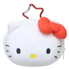 ハローキティ ミニポーチ カラビナ付きフェイスポーチ レッド サンリオ ユニック 小物入れ キャラクター グッズ 