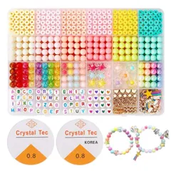 ビーズ 手芸 チャームセット アクセサリーパーツ 8mm 6mm アクリルビーズ 丸 星 ユニコーン DIY 糸通しビーズ 手作りアクササリー ワイヤー2巻 カニカン付き