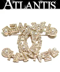美品 シャネル CHANEL キラキラ ロゴココマーク ブローチ ラージ ラインストーン パール A20B 【70533】