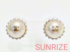 CHANEL シャネル フェイクパール ココマーク ピアス【N790】