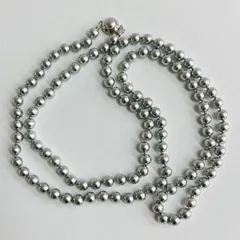 樹脂パールオールノットロングネックレス/8mm約107cm/グレー/made in japan