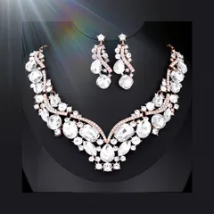 ネックレスピアスクリアーゴールドドレス映え演奏会用アクセサリー舞台着物高見え