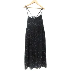 オリーブデオリーブ OLIVE des OLIVE キャミソールワンピース ロング丈 ドット柄 F ブラック 黒 /YM8