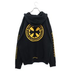 CHROME HEARTS (クロムハーツ) Yellow CH Plus Hoodie イエローCHプラス バックプリント フーディ プルオーバーパーカー ブラック/イエロー