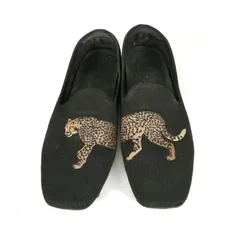 VIVAIA スクエア トゥ ヒョウ柄 パンプス ぺたんこ ローファー ひょう 豹 アニマル ブラック  黒 サイズ 38.5 約25.5㎝ フラット