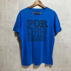 DIESEL ディーゼル プリント Tシャツ 半袖 トップス L ブルー 青 メンズ SG148-65