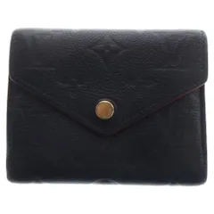 LOUIS VUITTON (ルイヴィトン) モノグラム アンプラント ポルトフォイユ ヴィクトリーヌ レザーコンパクトウォレット 三つ折り財布 ネイビー×レッド M64577