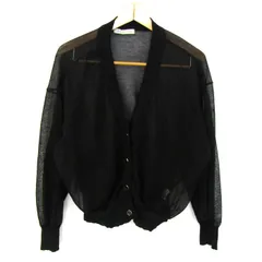 マジェスティックレゴン カーディガン トップス 長袖 Vネック シアーニット レディース Mサイズ ブラック MAJESTIC LEGON 【中古】