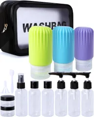 トラベルボトル セット 12点【シリコンタイプ・プッシュタイプ・ローションタイプ・スプレータイプ・コスメジャー・スパチュラ・ロート・収納バッグ付き】ジム・サウナ・出張に最適 詰め替え容器 携帯用 化粧品ボトル 