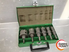 ▼【中古品】ライト精機 スチールコア コアドリル 6個セット 21,27,33,33,42mm 52φ スチールケース付き（側面ゆがみあり）  のサムネイル