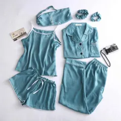 7ピースセット　パジャマセット　シルク　ルームウェア　レディース pf